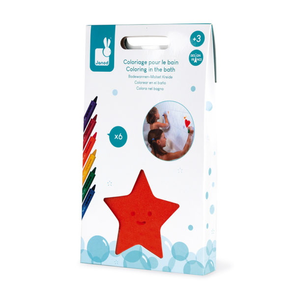 Janod – Kreslenie vo vani 6 ks farbičiek a špongia