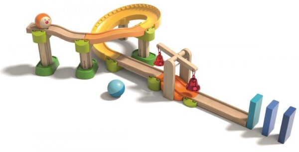 Kullerbu drevená guličková dráha so zvončekmi a dominom