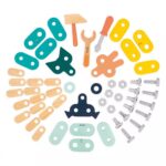 Bricokids drevená stavebnica zvieratká 53 ks