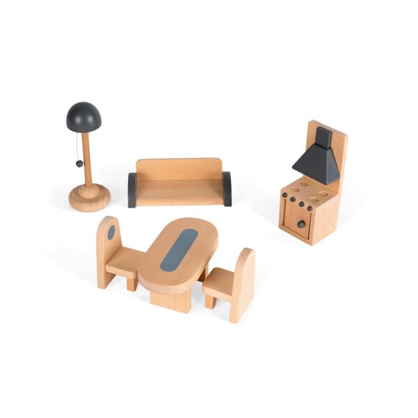 Domček pre bábiky s nábytkom a otváracou strechou