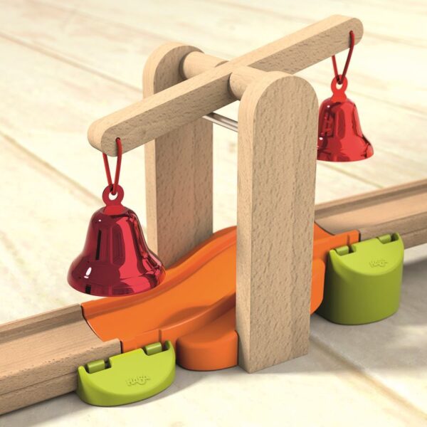 Kullerbu drevená guličková dráha so zvončekmi a dominom